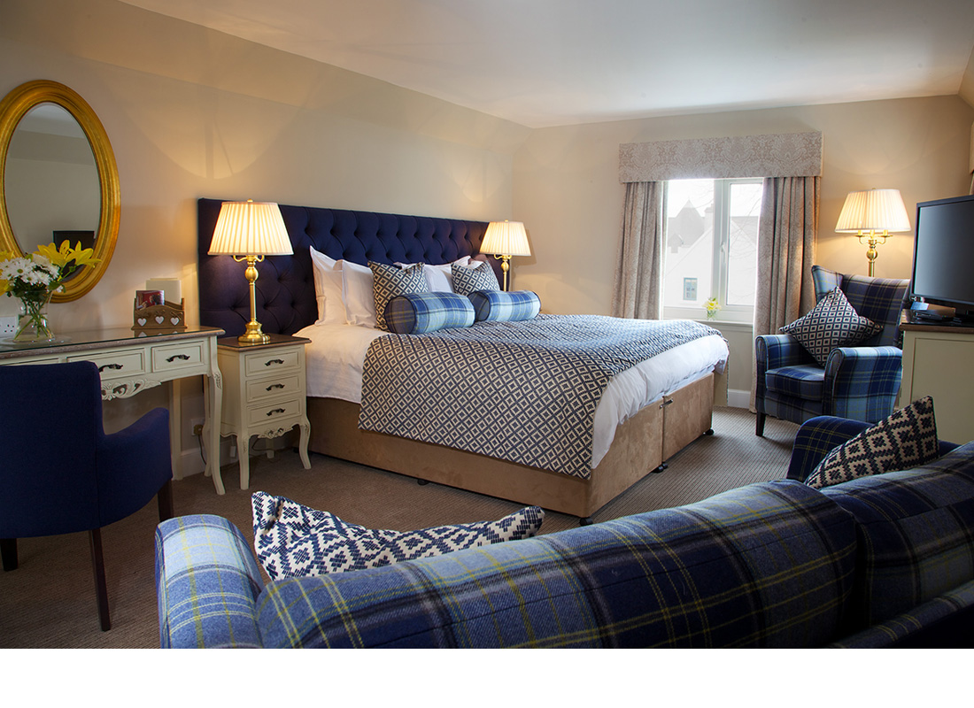 Interior photography of public areas and bedrooms for Kinloch Lodge - Skye.